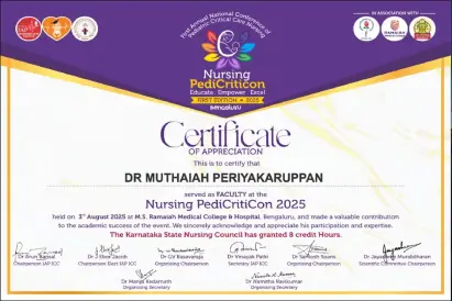 Dr. Muthaiah Periyakaruppan Served as Faculty at BPCCN