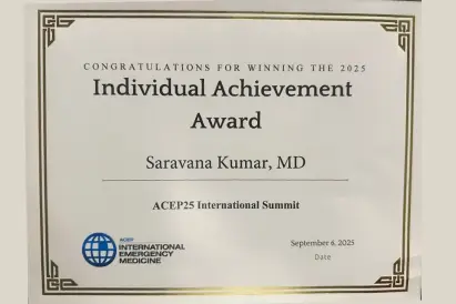 Dr. Saravana Kumar, Head of group unit, Dr. Mehta Hospitals Honor with the Individual Achievement awards