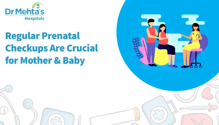 Pregnant woman with her partner consulting a doctor during prenatal checkup at Dr. Mehta’s Hospitals