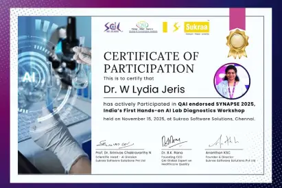 Dr. W. Lydia Jeris and Lab Team Excelled at India’s First AI Lab Diagnostics Workshop