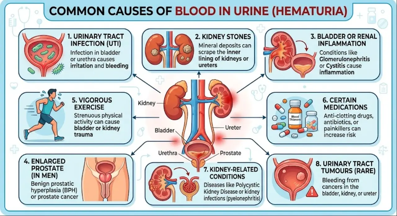 8 common causes of blood in urine