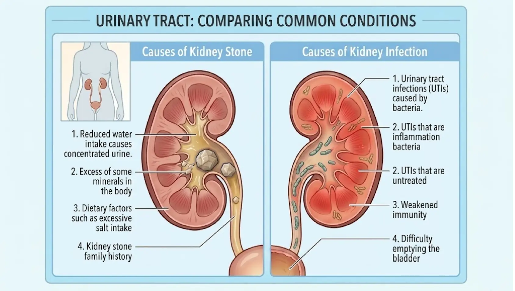 causes of kidney stone vs kidney infection