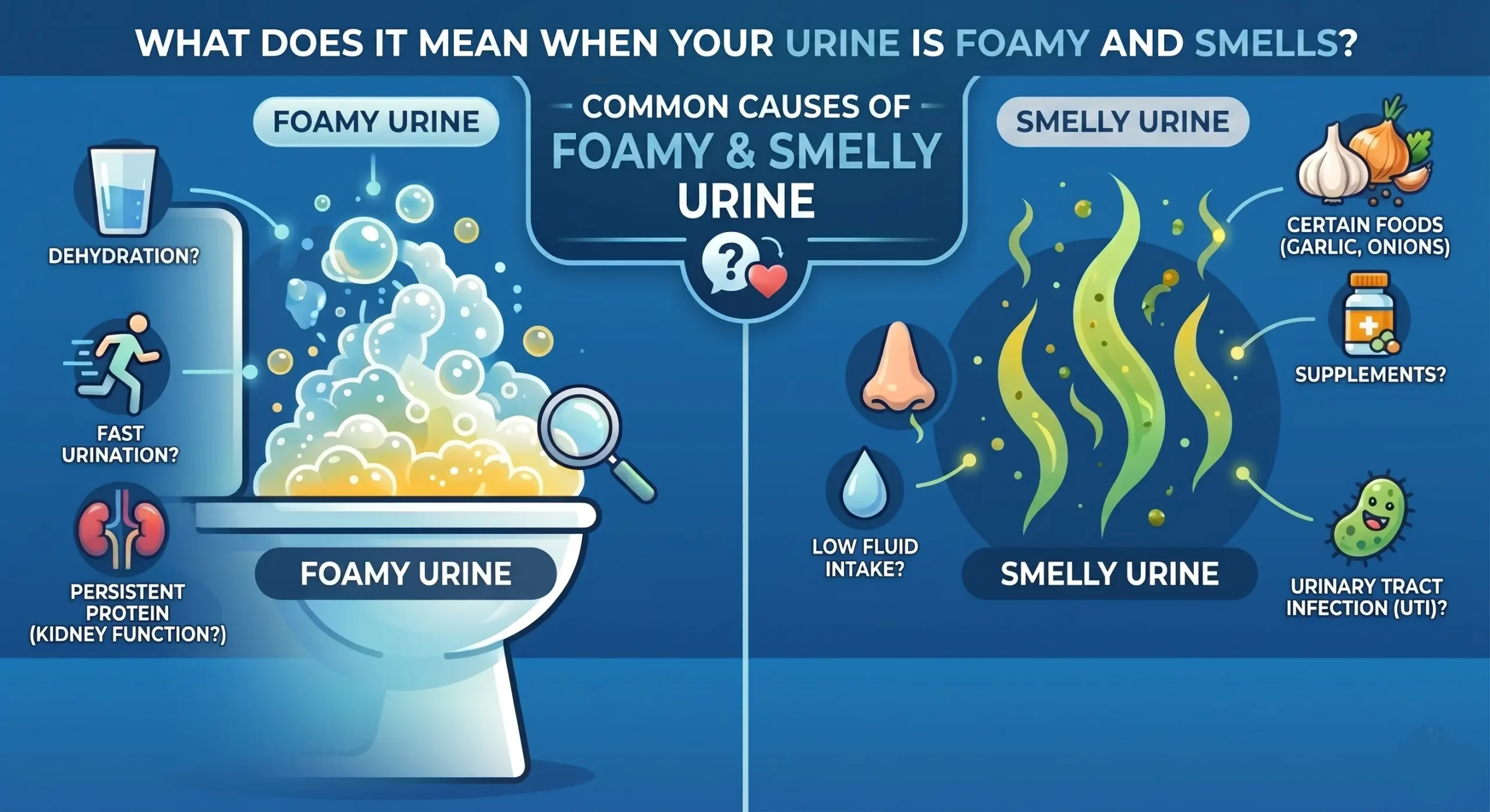 Common causes of foamy & smelly urine