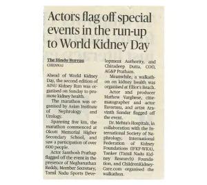 Dr. Mehta's Hospitals Organises World Kidney Day Awareness Walkathon