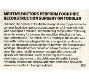 Doctors Perform Complex Food Pipe Reconstruction Surgery on Toddler