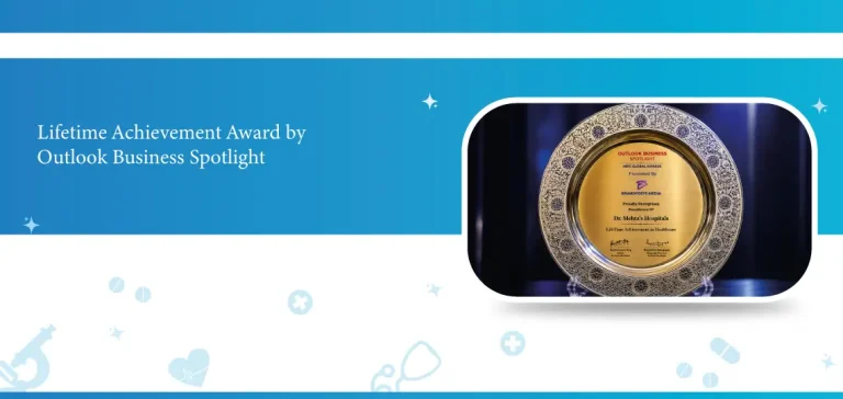 Dr. Mehta's Hospitals receiving the Lifetime Achievement Award from Outlook Business Spotlight for its outstanding contribution to healthcare.