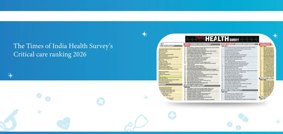 Dr. Mehta's Hospitals recognized among the best hospitals in India in the Outlook & NEB Research Survey 2026 for excellence across multiple specialties.